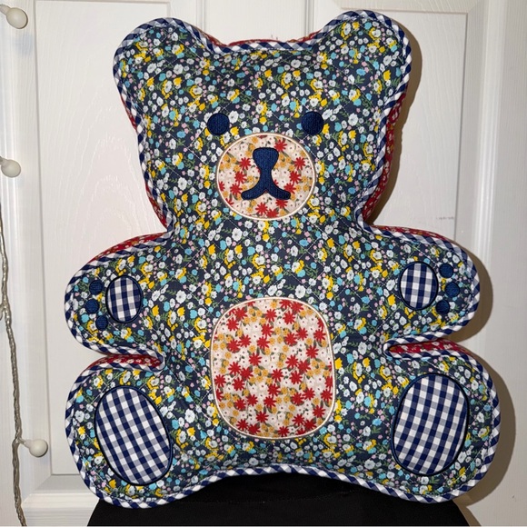 Teddy Fresh Floral Patchwork Teddy Bear Pillow